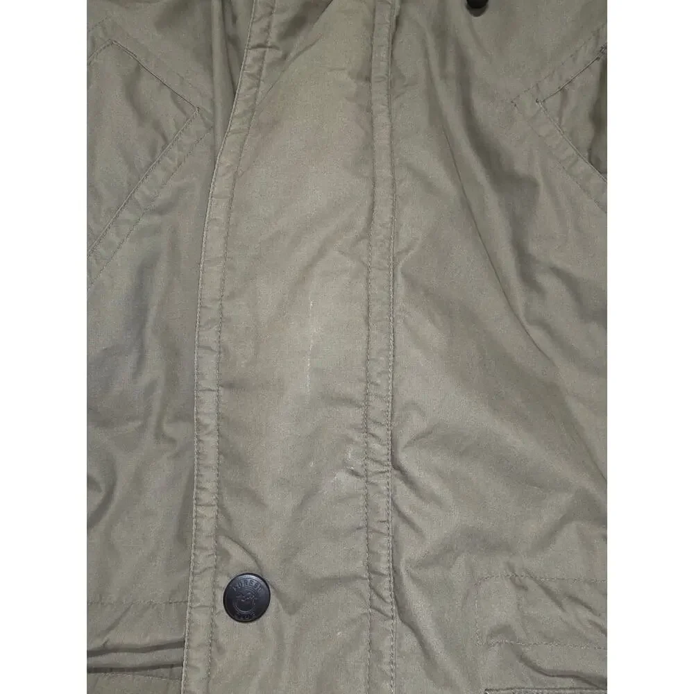 Mens Down Feather Parka Jacket Hooded Pockets Gorpcore Heavy Green Large